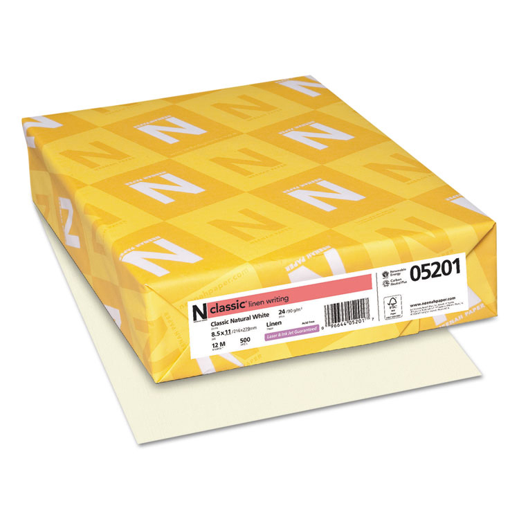 Neenah Paper® Classic Linen Natural White 100 lb. Cover 8.5x11 in. 250 Sheets per Ream